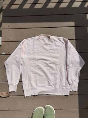 TNA cozy Crewneck Sweatshirt in Pale Pink